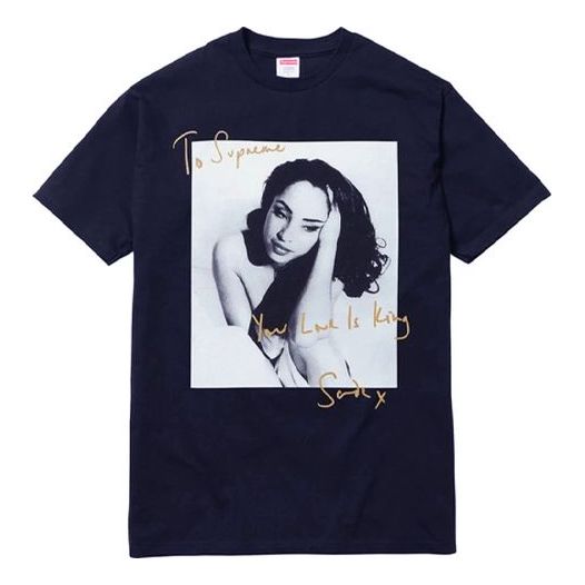 Supreme SS17 Sade Tee Navy Character Printing Short Sleeve Unisex Navy Blue SUP-SS17-07