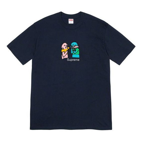 Supreme FW19 Week 17 Bite Tee Cartoon Graffiti Printing Short Sleeve Unisex Navy Blue SUP-FW19-10910