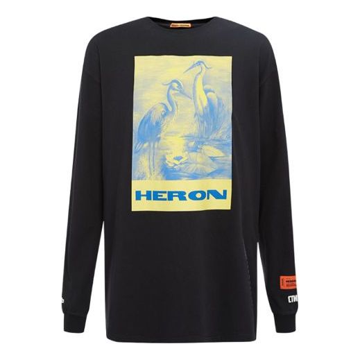 Men's HERON PRESTON Printing Long Sleeves Black HMAB005F196000080488