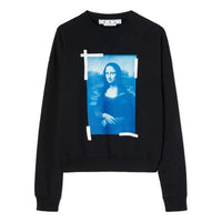 Men's Off-White Mona Lisa Printing Cotton Round Neck Pullover Black OMBA058C99FLE0031045