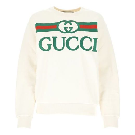 WMNS GUCCI SS20 Logo Oversized Sweater Cream 469250 XJCCG 9230