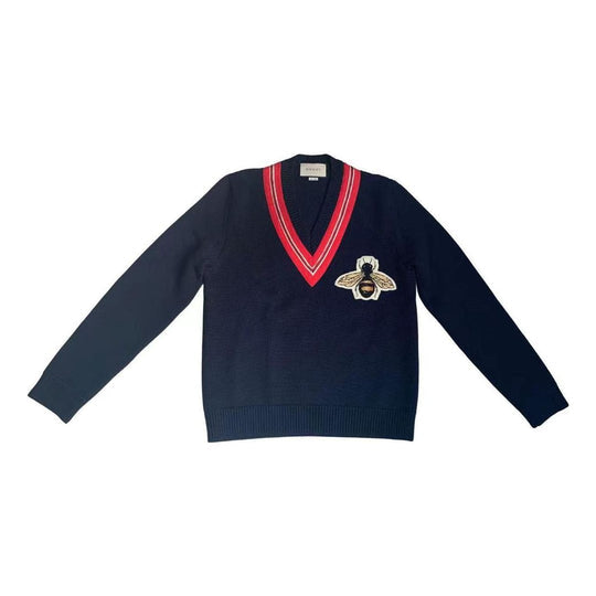 Gucci Wool Sweater With Bee Applique 'Navy' 452796-X9M42-4033