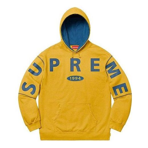 Supreme FW19 Week 1 Spread Logo Hooded Sweatshirt 'Yellow' SUP-FW19-039