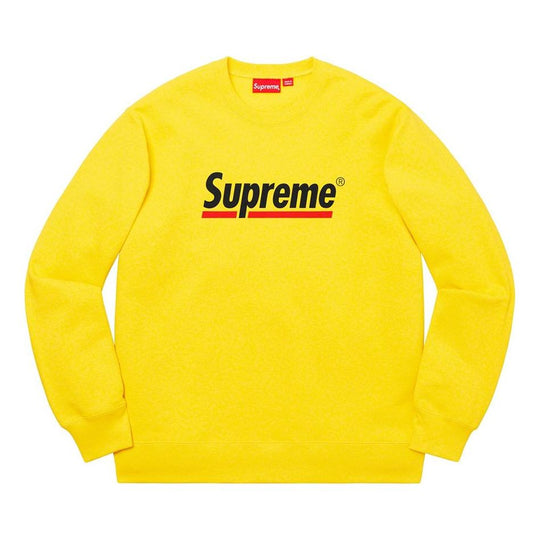 Supreme SS20 Week 2 Underline Crewneck logo Round Neck Pullover Unisex Yellow SUP-SS20-349