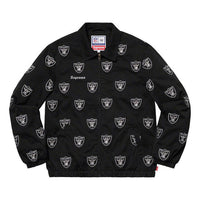 Supreme SS19 x NFL x Raiders x 47 Embroidered Harrington Jacket Crossover Full Print Logo Unisex Black SUP-SS19-863