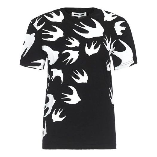 McQ Alexander McQueen Swallow Printing Pattern Short Sleeve Black 318978-RLT71-1000