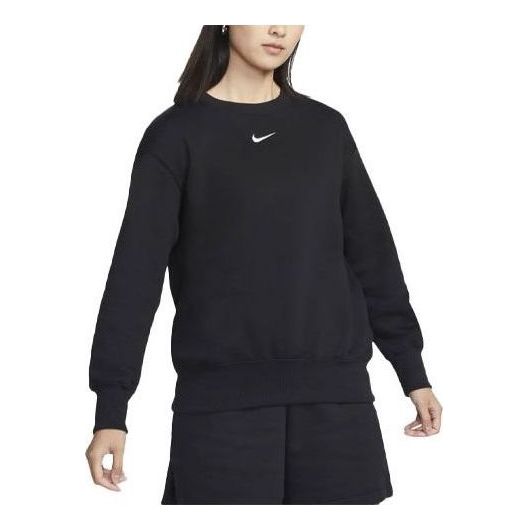 (WMNS) Nike Sportswear Phoenix Fleece Wide Fit Crew Neck Sweatshirt 'Black' DQ5734-010