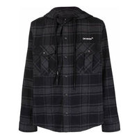 Off-White SS22 Plaid hooded Long Sleeves Shirt Version Black OMGA225C99FAB0010701