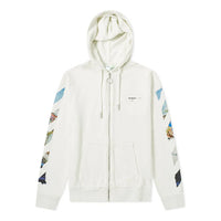 Off-White Printing Arrow Zip-up Hooded Fleece Men White OMBE001R190030120288