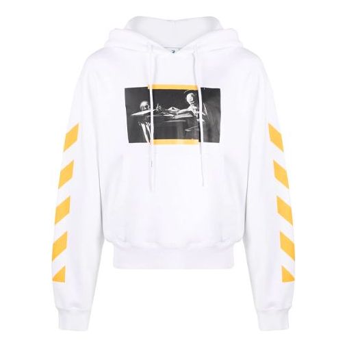 Men's Off-White FW21 Caravaggio Painting Printing Pullover Loose Fit White OMBB037F21FLE0110184