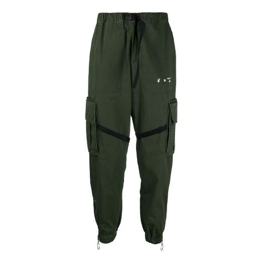 Off-White SS21 Cargo Casual Long Pants Loose Fit Green OMCF004S21FAB0025701