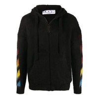 Men's Off-White Pattern Hooded Jacket Black OMHA073F20KNI0011087