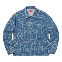 Supreme SS19 Gonz Map Work Jacket Pattern Zipper Unisex Blue SUP-SS19-10190