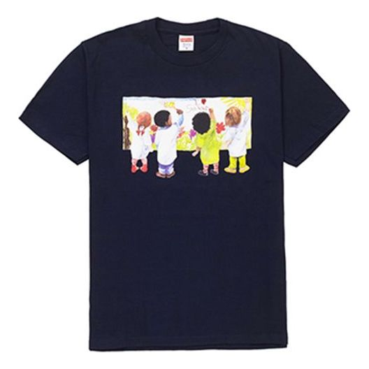 Supreme SS19 Kids Tee Navy Kids Graffiti Round Neck Short Sleeve Unisex Navy Blue SUP-SS19-265