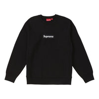 Supreme FW18 Box Logo Crewneck Black Round Neck Pullover Fleece Lined Unisex SUP-FW18-1070