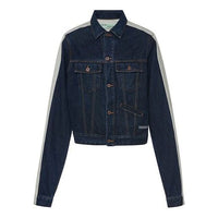 Off-White Splicing Sleeve Denim Jacket Blue OMYE026S19C300018500