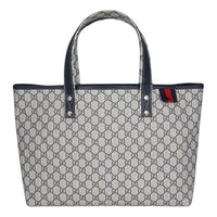 (WMNS) Gucci Logo Leather Canvas Large Capacity Shoulder Bag Beige / Navy Blue 211134-KGD3N-4080