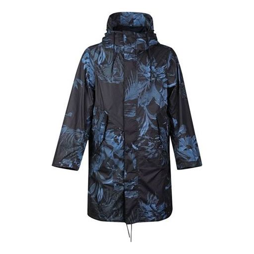 Nike Nsw Parka Aop Woven Printing mid-length hooded Jacket Blue Black Blueblack AR1599-010