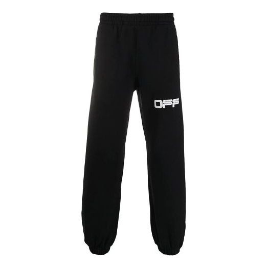 Men's Off-White Logo Pattern Printing Bundle Feet Sports Pants/Trousers/Joggers Black OMCH022S20E30003-1088