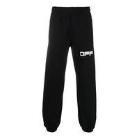 Men's Off-White Logo Pattern Printing Bundle Feet Sports Pants/Trousers/Joggers Black OMCH022S20E30003-1088