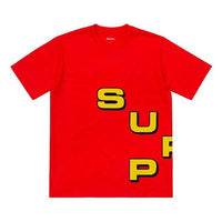 Supreme FW18 Stagger Tee Red Alphabet Logo Short Sleeve Unisex SUP-FW18-225