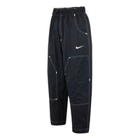 (WMNS) Nike SS22 Logo Embroidered Casual Woven Long Pants/Trousers Autumn Black DM6210-010