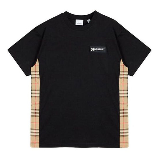 Burberry Vintage Check Panel Cotton Oversized Short Sleeve Black 80245451