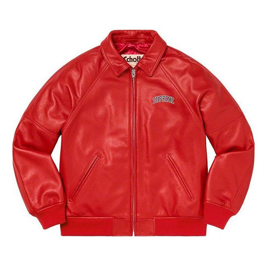 Supreme FW19 Week 1 x Martin Wong x Supreme Schott 8-Ball Leather Varsity Jacket SUP-FW19-220