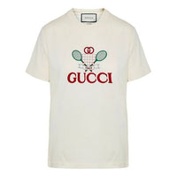 (WMNS) Gucci Tennis Printing Round Neck Casual Short Sleeve White 580762-XJBHP-7136