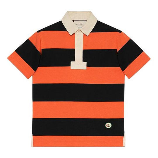 Gucci SS21 Striped Cotton Polo With Patch 'Orange Black' 645251-XJC6F-7252