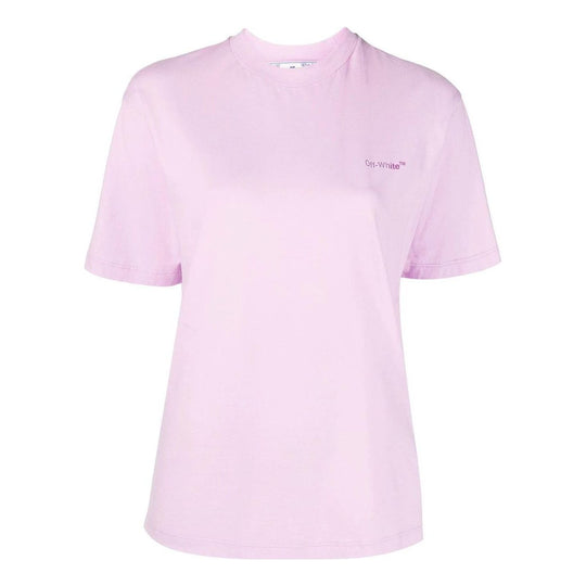 (WMNS) Off-White Diag-Print Short-Sleeved T-shirt 'Light Pink' OWAA049F22JER0013632