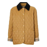 Burberry FW21 Corduroy Collar Diamond Quilted Jacket Camel 80391161