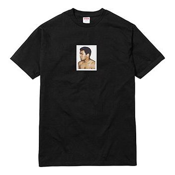 Supreme SS16 AliWarhol Tee Black Muhammad Ali Character Printing Short Sleeve Unisex SUP-SS16-001