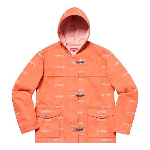 Supreme SS19 Logo Denim Turnout Jacket Orange Logo SUP-SS19-652