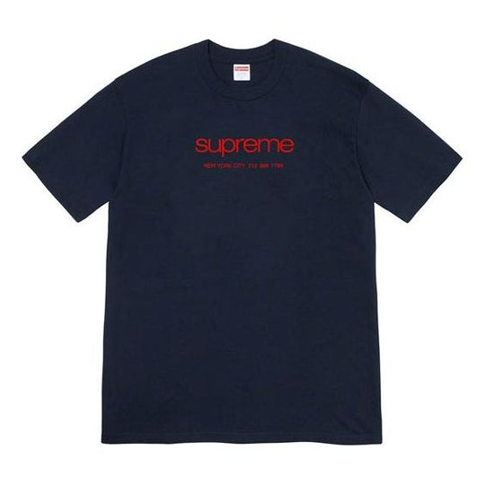 Supreme SS20 Week 1 Shop Tee Classic Logo Short Sleeve Unisex Navy Blue SUP-SS20-263