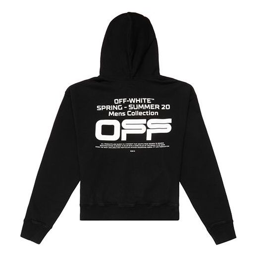 Off-White Black Wavy Logo Slogan Printing Loose Fit OMBB037R20E300041001