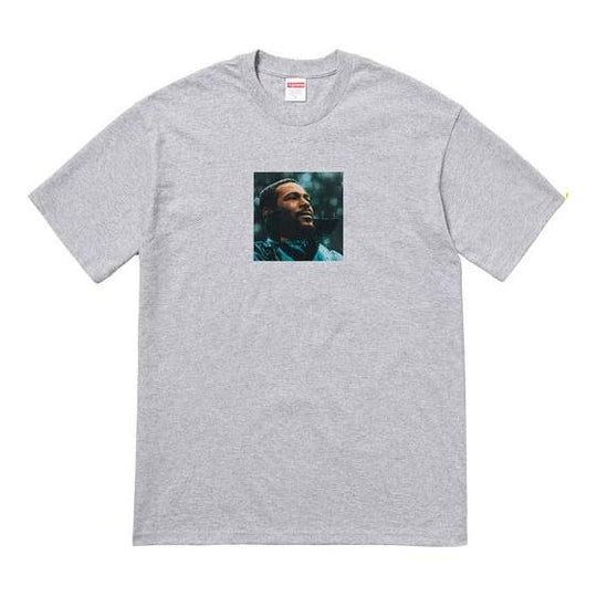 Supreme FW18 Marvin Gaye Tee Heather Grey Character Printing Short Sleeve Unisex Gray T-Shirt SUP-FW18-1187
