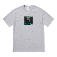 Supreme FW18 Marvin Gaye Tee Heather Grey Character Printing Short Sleeve Unisex Gray T-Shirt SUP-FW18-1187