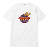 Supreme FW17 Fire Tee White Flame LOGO Short Sleeve Unisex SUP-FW17-0073