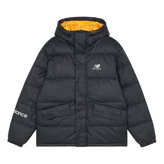 New Balance Logo Print Down Jacket 'Black Orange' AMJ13334-BK