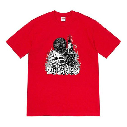 Supreme FW19 Week 7 Mercenary Tee Mercenaries Printing Short Sleeve Unisex Red SUP-FW19-726