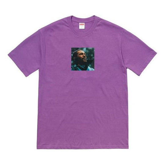 Supreme FW18 Marvin Gaye Tee Purple Character Printing Short Sleeve Unisex SUP-FW18-1181