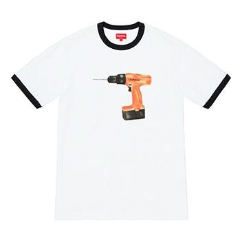 Supreme SS19 Drill Ringer Electric Drill Printing Short Sleeve Unisex Black SUP-SS19-659