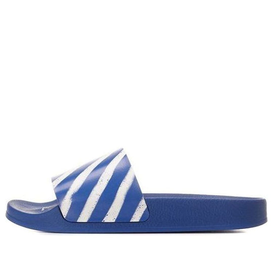 Off-White Diag Stripe Slippers Blue/White OMIC001S21MAT0024501