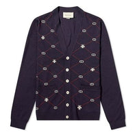 Gucci GG Jacquard and Bee Cardigan Navy 597741-XKA4I-4206