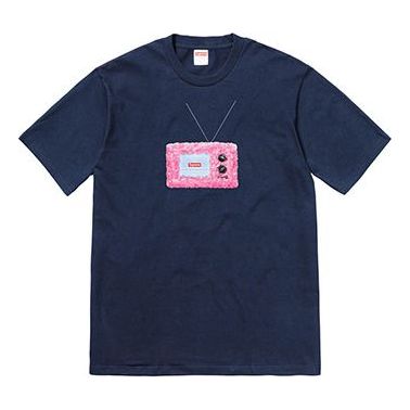 Supreme SS18 TV Tee Navy Printing Short Sleeve Unisex Navy Blue SUP-SS18-0094