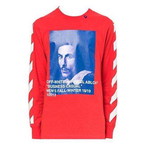 Off-White Bernini Diagonal Stripe Print T shirt 2030 Red/Blue OMAB001F181850112030