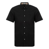 Burberry SS21 Knight Embroidered Short Sleeve Shirt For Men Black 80030791