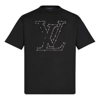 Men's LOUIS VUITTON Printing Embroidered Short Sleeve Black 1A83R1,