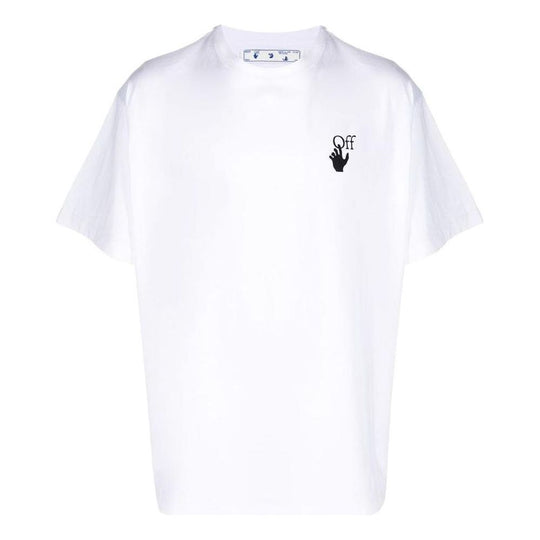 Men's Off-White SS22 Solid Color Arrow Logo Printing Round Neck Short Sleeve Loose Fit White T-Shirt OMAA038R21JER00201250125